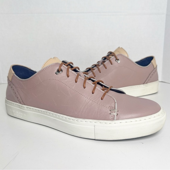 •TED BAKER• Kiing Classic Casual Lace Up Sneaker Pink Leather Size UK 9 / US 10 - Picture 1 of 15